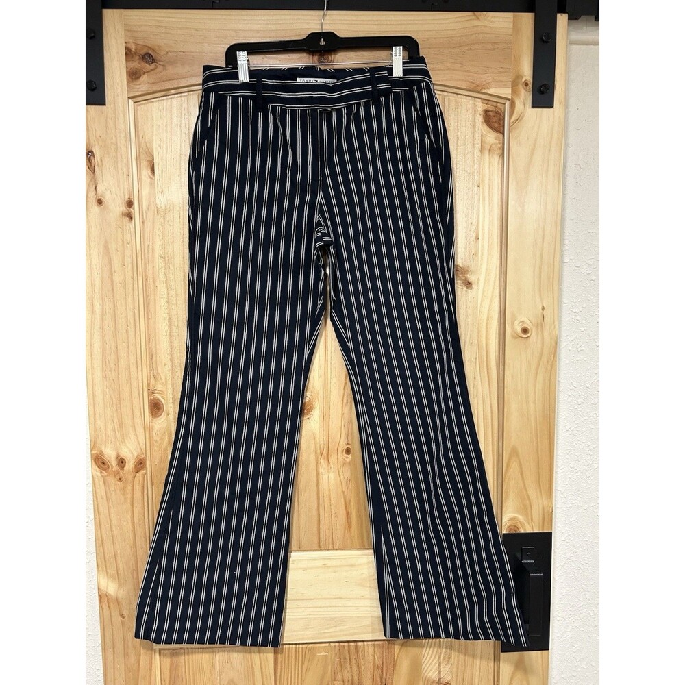 Tommy Hilfiger Women’s Pinstripe Flare Trousers Pants Navy Blue White Stripes 10